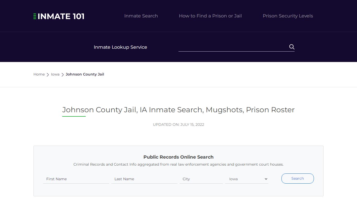 Johnson County Jail, IA Inmate Search, Mugshots, Prison Roster