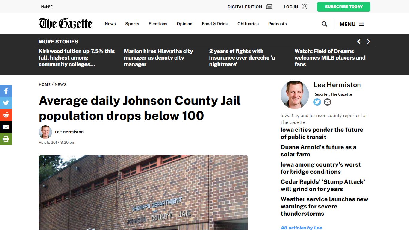 Average daily Johnson County Jail population drops below ...